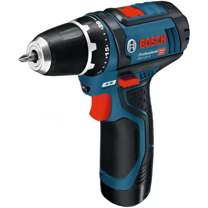 Bosch Professional 12V System GSR 12V-15 - Atornillador a batería (30 Nm, set 10 accesorios, 2 baterías x 2.0 Ah, en maletín) - 1