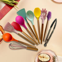 Set De Utensilios De Cocina Ecológicos De Silicona 12PCS Con Manos De Madera Antiadherentes Para Revolver Huevos Y Otras Tareas De Cocina - details 6