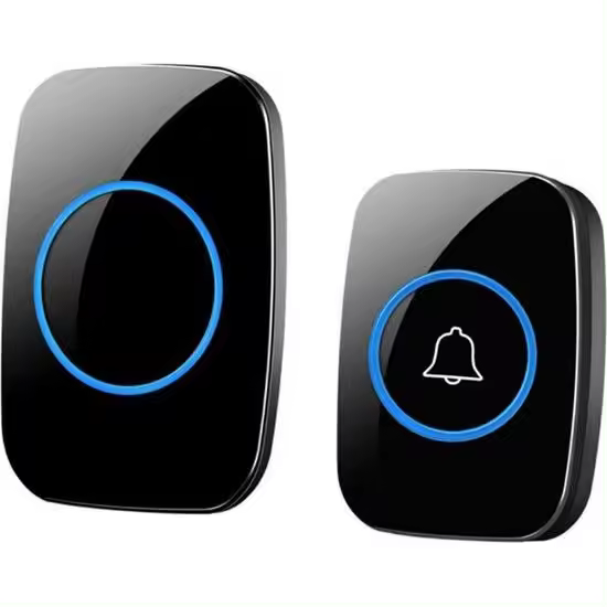 Timbre - timbre inalámbrico - timbre - pulsador de timbre - Negro - IP44 Resistant to Agua-Alcance 300 metros - 1