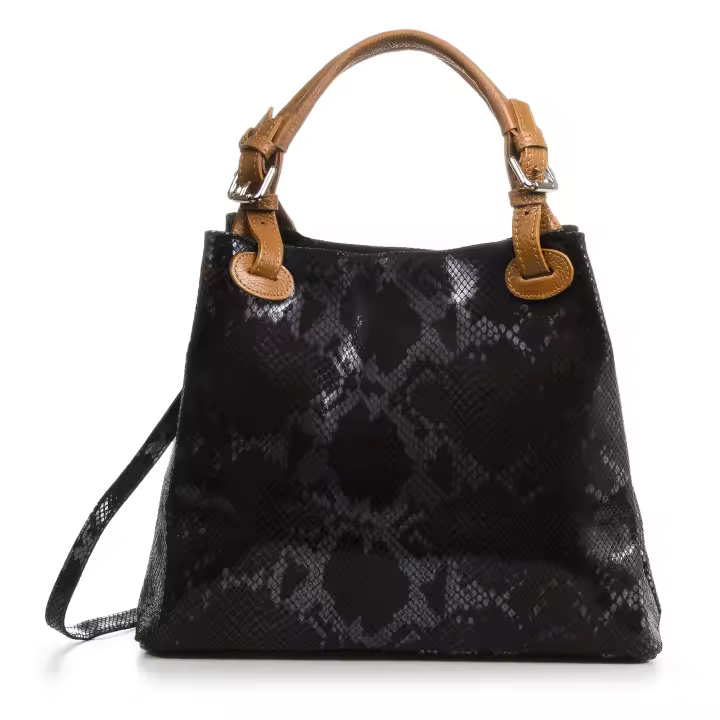 Firenze Artegiani. Emanuela Bolso tote Mujer.Piel auténtica Gamuza Pitón Dollaro . Made in Italy. Vera Pelle Italiana. - 1