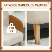 HOMCOM Sofá de 2 Plazas Tapizado en Terciopelo Sofá de Salón con Reposabrazos y Patas de Madera Sofá Pequeño Carga 240 kg para Dormitorio Oficina 130x74x76 cm Crema - details 2