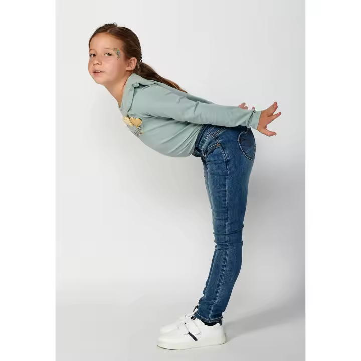 Koroshi Pantalón largo con cierre delantero con cremallera y botón con bolsillos y detalles delanteros para niña de color azul - 1