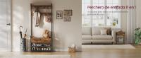 VASAGLE Perchero Recibidor, Mueble de Entrada con 10 Ganchos Extraíbles, 2 Cajones, Banco Zapatero, Diseño Separable, 30 x 80,4 x 181,6 cm, Marrón Rústico y Negro Tinta/Gris Carbón y Negro - details 0