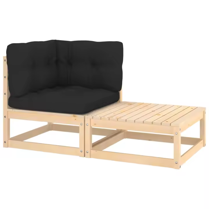 Muebles de jardín 2 piezas con cojines madera maciza de pino - 1