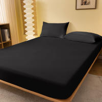 Sábana Sólida Mate Negra Para Dormitorio 1 Pieza Cobertor De Cama Elegante Sin Almohadillas De Poliéster 100% Muebles Y Decoración De Hogar - details 1