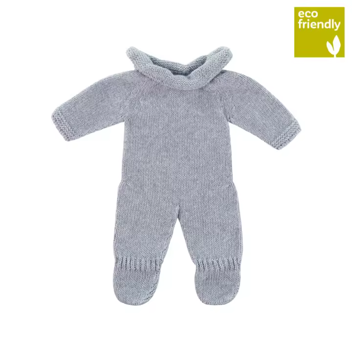 Pijama de punto azul y gris para muñecos de 32cm - 1