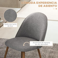 HOMCOM Pack de 2 Sillas de Comedor Sillas de Cocina Tapizadas de Tela de Lino con Patas de Acero para Salón Dormitorio Carga 120 kg 50x52x83 cm - details 3