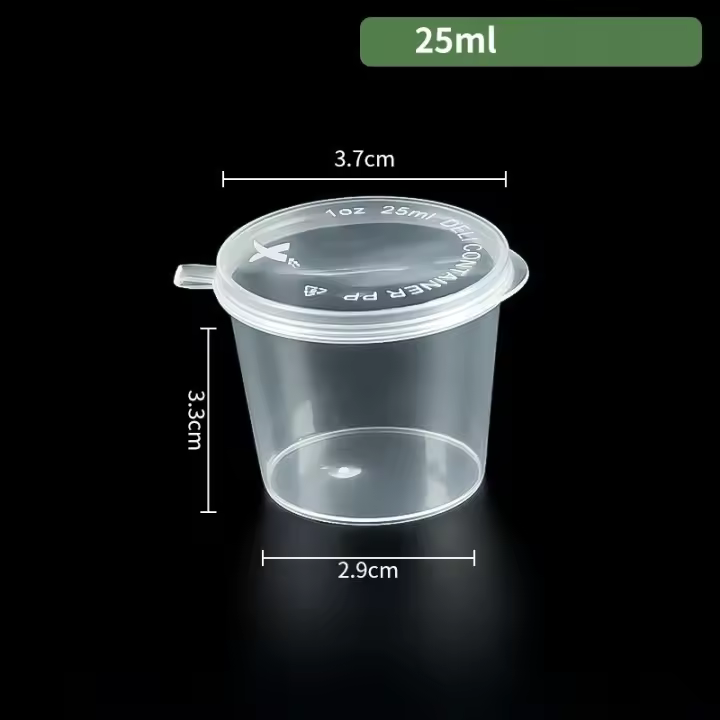 Recipientes para salsa desechables integrados con tapas - Ideales para condimentos, aceite picante, salsas (porta y herméticas) (20 piezas) - 1