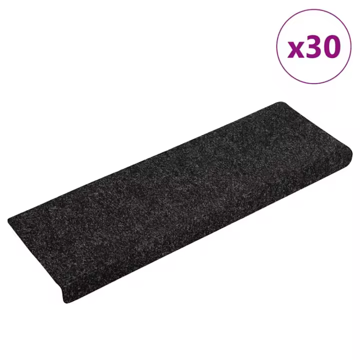 vidaXL Alfombrilla autoadhesiva escalera 30 uds negro 65x21x4 cm - 1