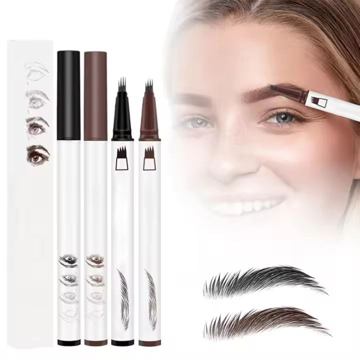 Lápiz de cejas mágico 3D resistente al agua (2 unidades), nuevo lápiz de microblading (2025), de larga duración, con 4 puntas precisas para un maquillaje que dura todo el día (2 unidades marrones) - 1