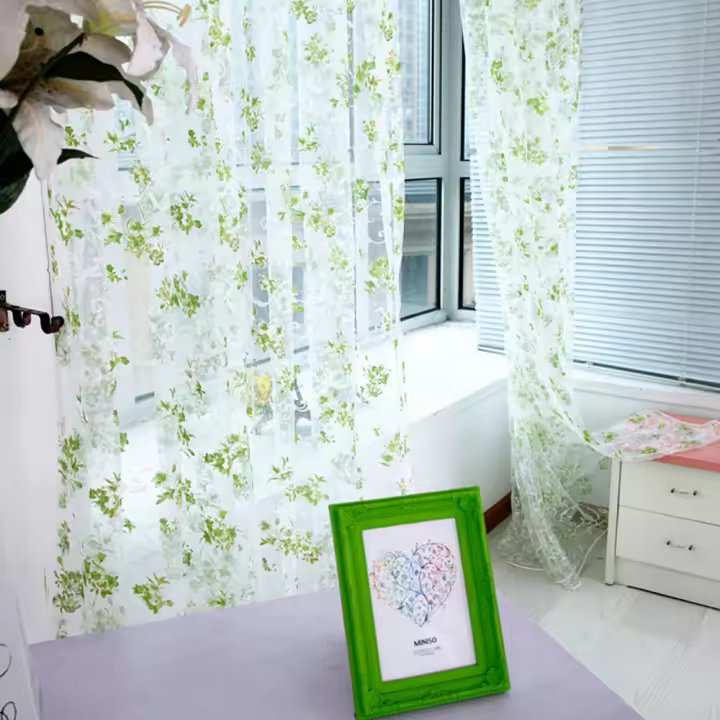Cortinas Transparentes De Voile Con Estampado De Flores Para Cocina Sala De Estar Dormitorio Tratamiento De Ventana Decoración Del Hogar Translúcidas Y Ligeras Para Ambiente Moderno - 1