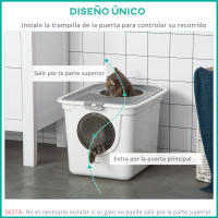PawHut Arenero para Gatos con Pala Inodoro para Mascotas con 2 Puertas Entrada Principal y Salida Superior 44x55x39 cm Blanco y Gris - details 5