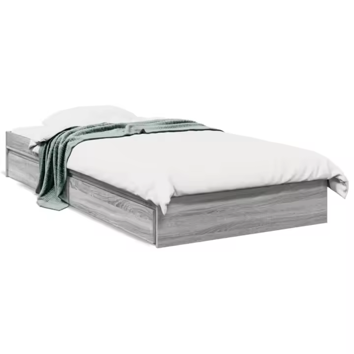 vidaXL Cama con cajones madera de ingeniería gris Sonoma 75x190 cm - 1