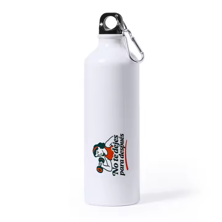 MERCHANDMANIA Bidón Grande 800 ml acero inoxidable frase motivadora gimnasio gym esfuerzo motivacion deporte deportivo con mosqueton botella - 1