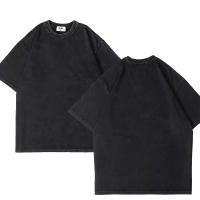 Camiseta De Algodón 100% Para Hombre Estampado Ácido Hip Hop Streetwear Verano Manga Corta Color Negro Suéter Casual - details 1