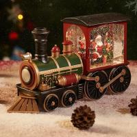 Adorno De Navidad En Caja Con Santa Claus Y Payaso De Nieve Decoración De Mesa Con Bola De Cristal De Tren Figura De Miniaturas De Plástico - details 2