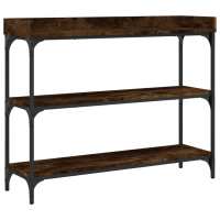 vidaXL Mesa consola con estantes roble ahumado 100x30x80 cm Mesa de sofá Mesa de Entrada para Salón Consola de Entrada Mueble Recibidor Mesita Mesa auxiliar Salon - details 0