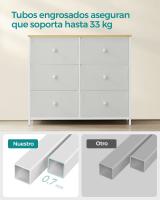 Cómoda de estilo industrial con 6 cajones de tela, armario de almacenamiento con marco de acero y tapa de madera, ideal para dormitorio y pasillo, disponible en varios colores, 30x80x71 cm - details 10