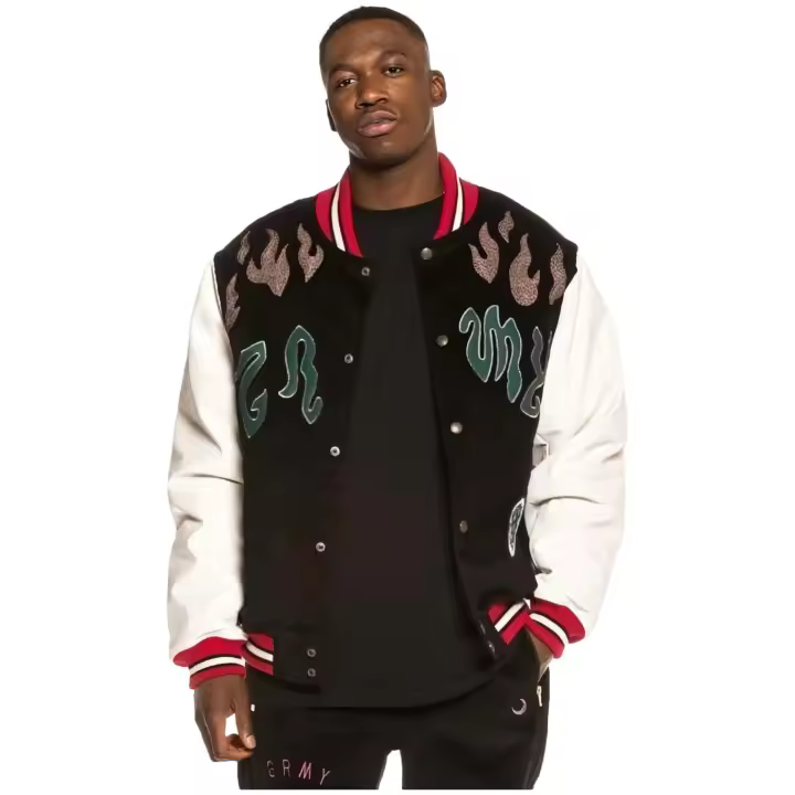 Grimey Yoga Fire Corduroy Baseball Jacket - 1