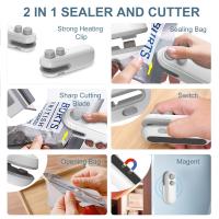 Mini sellador de bolsas, sellador tÃ©Rmico de mano, vendedor de bolsas de plástico 2 en 1, máquina de adhesivo portátil recargable al vacío, para plástico, with chips - details 0