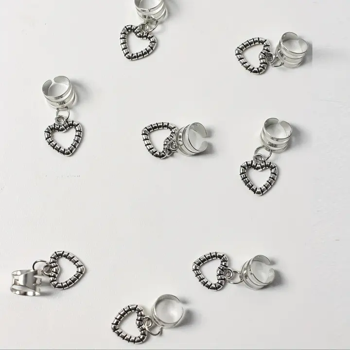 Juego De 10 Piezas Anillos Para Cabello De Aleación Con Colgantes De Forma Elegante Corazón Accesorios Para Cabello De Mujer Para Traviesas - 1
