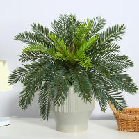 Planta De Palma Artificial 45cm Con 21 Hojas Sago Cycas Hojas De Coco Falsa Para Decoración De Jardín Interior Y Exterior - details 4