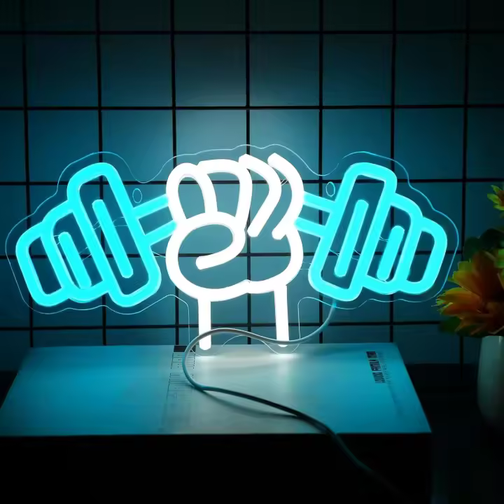 Neón Dumbbell Para Decoración De Hogar Y Dormitorio LED Deportes Y Gimnasio Regalo Para Hombres Y Mujeres Decoración De Pared - 1