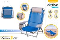 AKTIVE Silla playa plegables, 7 posiciones gran surtidos de modelos 47x49x82 cm Incluye cojín acolchado, Asas de transporte, Soporta 110 kg, Sillas respaldo reclinable, Multiposición oficial CALIDAD DE CONFIANZA TOP VENTAS AZUL CLARO,NARANJA.AZUL MARINO - details 3