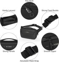 Riñonera Grande Negra para hombre, con Correa ajustable, impermeable, ideal para senderismo, jogging y Viajes. - details 2