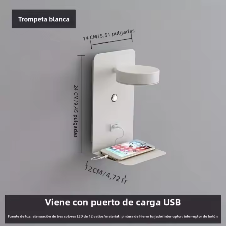 Lámpara De Pared LED Moderna Y Sencilla Para Dormitorio Luz Nocturna Con Carga USB Para Móvil Lámpara De Noche Para El Lecho - 1
