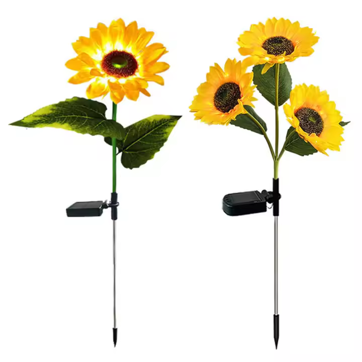 Lámpara Solar LED De Girasol Y Rosa Para Decoración De Jardín Luz De Flor Impermeable Para Adorno De Casa Y Paisaje - 1