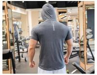 Sudadera De Carrera Para hombreQuick Drying Muscle Shirt Con Capucha Corta Para Gimnasio Y Entrenamiento Deportivo - details 5