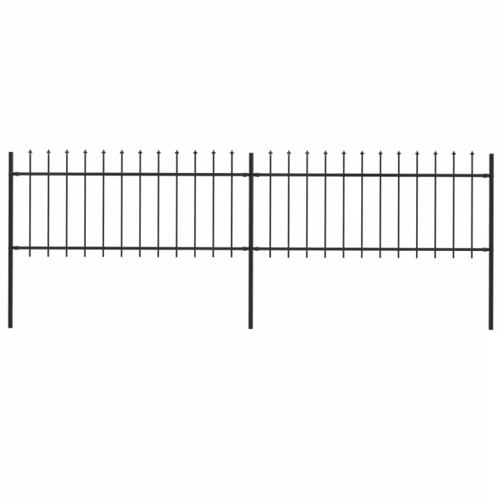 vidaXL Valla de jardín con puntas de lanza acero negro 3,4x0,8 m - 1
