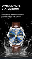 Reloj De Pulsera De Cuero Impermeable Para Hombre OLEVS Con Calendario Y Luz Luminosa Resistente Al Shock Moda Casual De Lujo - details 7