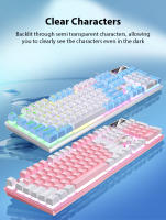 Teclado Gaming K500 Con Keycaps Blanco Y Rosa Mezclados 104 Teclas Cableado Para Laptop PC Estilo Mécanico Interfaz USB - details 16
