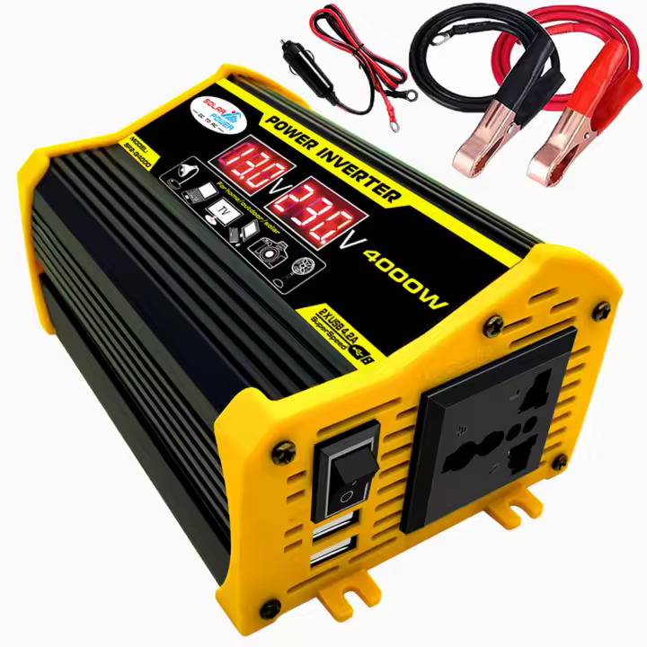 Inversor Portátil De Coche DC12V a AC110/220V 4000W Modo Onda Senoidal Modificado Con USB Transformador Para Automóvil - 1