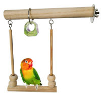 Juguete De Colgante Para Pájaros Madera Percha Para Periquito Con Bolas De Masticar Soporte De Sueño Para Cages Juguetes De Juego Para Pájaros Budgie - details 0