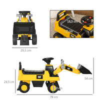 HOMCOM Tractor Correpasillos con Licencia Caterpillar Excavadora para Niños de 18 a 36 Meses con Pala Delantera y Bocina Carga 25 kg 78x29,5x54 cm Amarillo - details 2