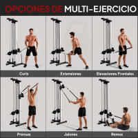 SPORTNOW Máquina Polea Alta y Baja de Pared, de Doble Polea Ajustable en 15 Posiciones, Máquina de Musculación, Multifunción Lat Pulldown para Entrenamiento de Fitness en Gimnasio, Casa - details 3