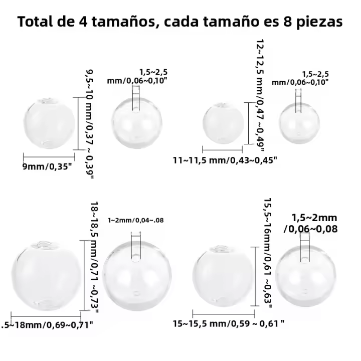 180pcs Mini Bolas De Vidrio Globales De 6 Tamaños Para Artesanía Ywish Bolsa De Cristal UV Planetas Bolsa De Bolas De Vidrio - 1