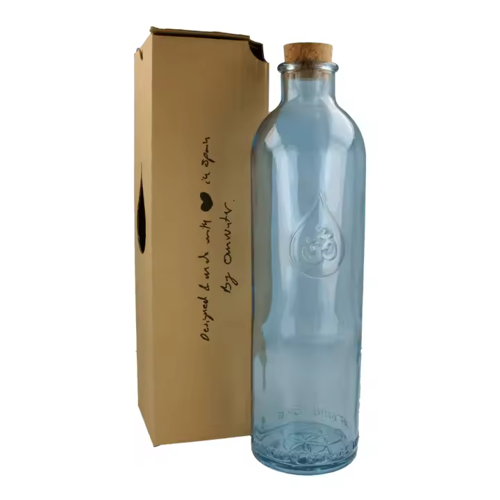 Botella de Vidrio Azul Reutilizable Om Water Gratitude 1200ml - 1