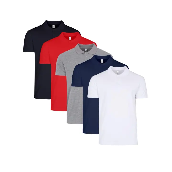 Set de 5 Polos de Hombre en 5 Colores, MismoTalla - Modelo Viena de TEXKING, 100% Algodón - 1