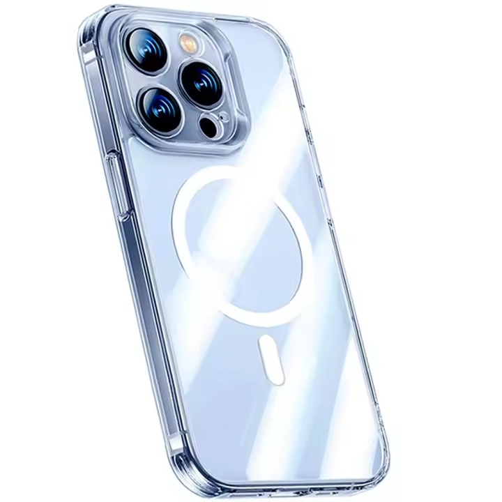 Carcasa Magnética Inalámbrica De Lujo Para Apple Magsafe Compatible Con iPhone 7/8/SE/X/XS/XR/XS Max/11/12/13/14/15/16/17/18/19 Carcasa Acrílica Transparente Con Borde De Silicona Suave Protección Antichoque Anti-Scratch - 1