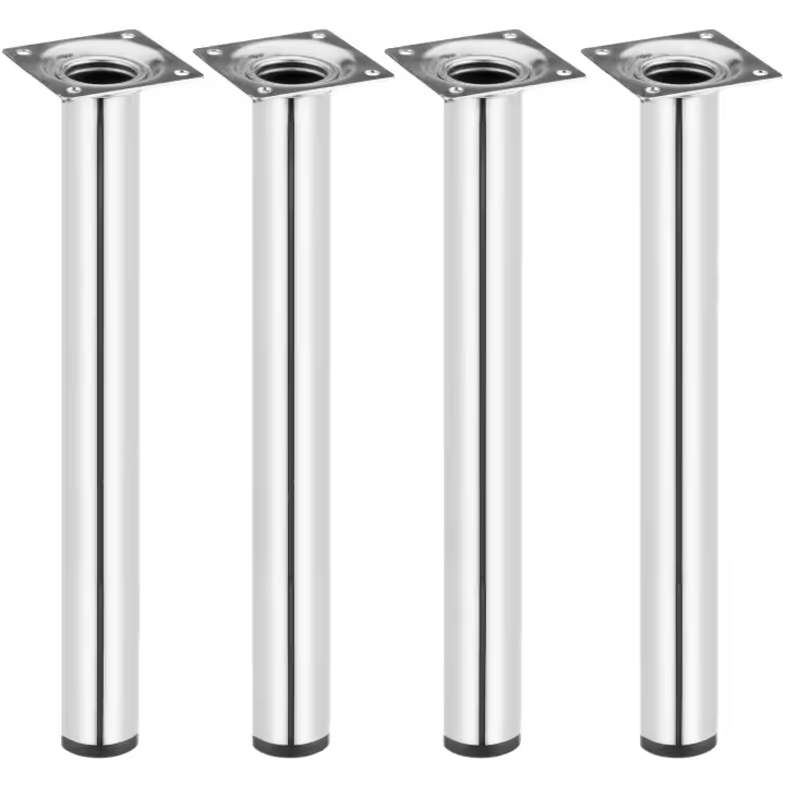 Pies redondos para mesa y mueble. Patas en acero cromado de 40cm 4-pack - PrimeMatik - 1