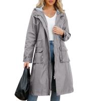 Abrigo De Trench Para Mujer Con Capucha Y Mangas Largas De Color Sólido Estilo Británico Elegante Con Rayas Y Chaqueta Recta Impermeable Para Todas Las Estaciones - details 4