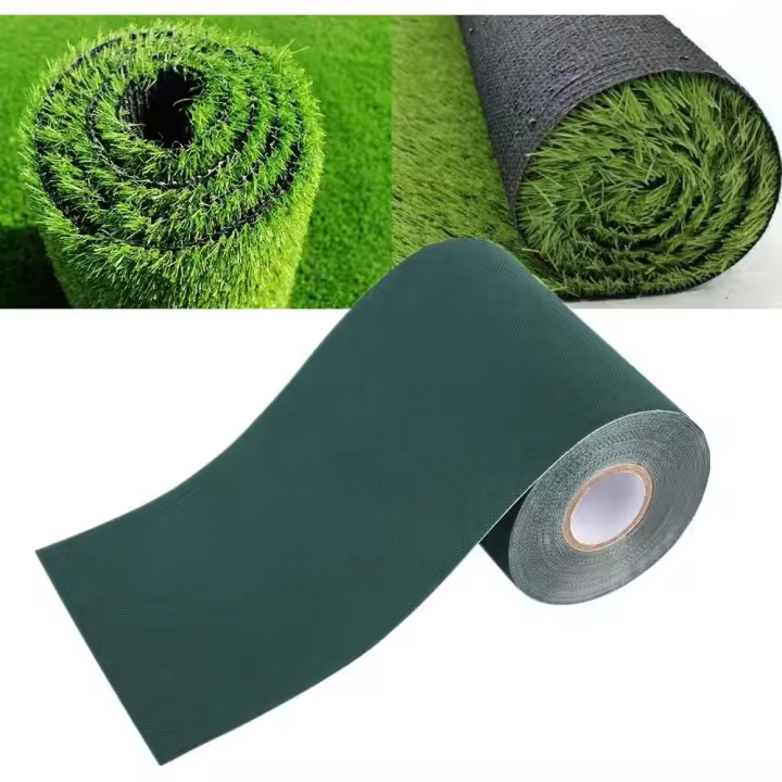 Tira de césped artificial de 150 mm x 10 m, tapete de césped para jardín, adhesivo y alfombra falsa de alta densidad (verde) - 1