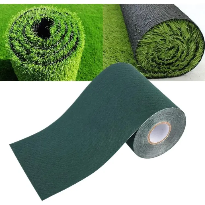 Tira de césped artificial de 150 mm x 10 m, tapete de césped para jardín, adhesivo y alfombra falsa de alta densidad (verde) - 1