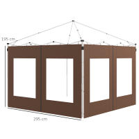 Outsunny Paredes Laterales para Carpa de 2 Paneles 295x195 cm Paredes Laterales de Repuesto de Tela Oxford con 2 Ventanas para Carpas de 6x3 m 3x3 m - details 2