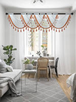 Valance Transparente Para Ventana En Blanco Romántico Con Bolso Para Percha Decoración De Puerta Y Ventana Para Sala De Estar Material 100% Poliéster - details 2
