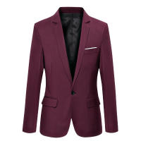 Chaqueta De Traje Para Hombre En Color Sólido Ajustada Elegante Blazer Para Bodas Y Negocios Moda Casual Traje Profesional - details 5